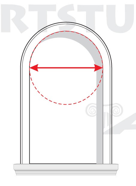 Pomiar łuku przed montażem sztukaterii wokół otworów okiennych
