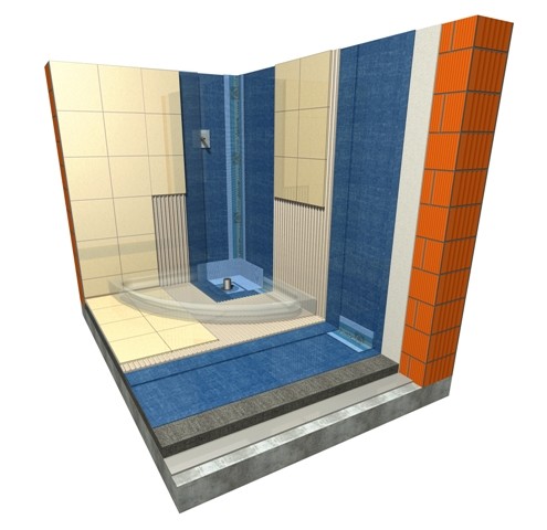 Izolacja przeciwwodna łazienki i pomieszczeń mokrych za pomocą elastycznej powłoki uszczelniającej FDF firmy quick-mix Foto. quick-mix