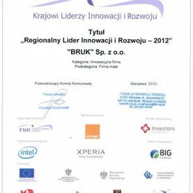 BRUK Sp. z o.o. Regionalnym Liderem Innowacji i Rozwoju 2012