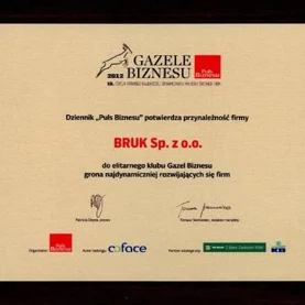 Bruk Sp. z o.o. czwarty raz w gronie laureatów rankingu Gazele Biznesu