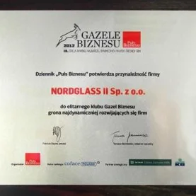 Gazela Biznesu 2012 dla firmy NordGlass II Sp. z o.o.