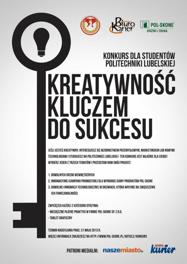 Plakat konkursu “Kreatywność kluczem do sukcesu”  Fot. POL-SKONE