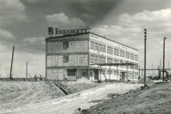 budowa zakładu produkcji keramzytu w Gniewie, lata 70-te, Fot. Weber