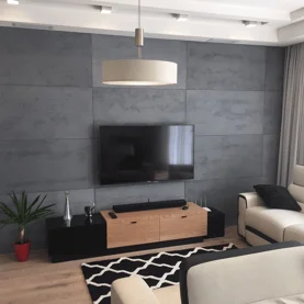 Aranżacja salonu – płyty z betonu architektonicznego od Luxum® 