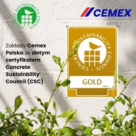 Zakłady Cemex Polska wyróżnione złotym certyfikatem Concrete Sustainbility Council (CSC)