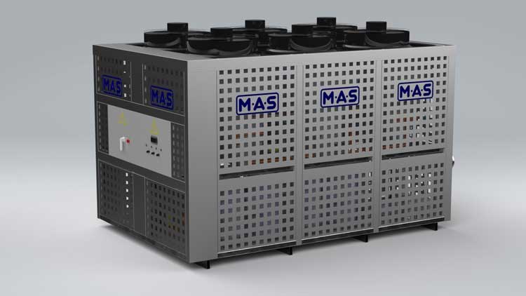 wizualizacja przykładowego projektu agregatu wody lodowej przygotowanego przez M.A.S