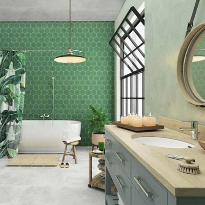Odcienie zieleni w nowoczesnej łazience